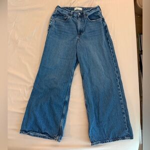 Abercrombie & Fitch The Wide Leg High Rise Curve Love 26 Short Medium Wash